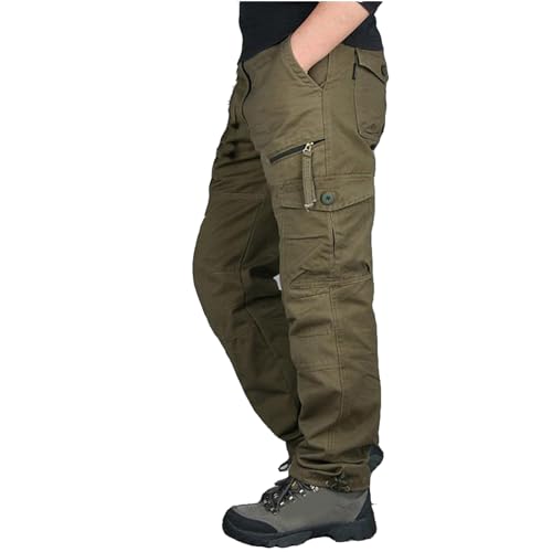 SOOUICKER Sporthose Fitness Herren Lang Cargohose Herren Baumwolle Regular Fit Arbeitshosen Männer Cargo Cargohose Herren Outdoor Viele Taschen Wanderhose Herren Cargo Cargohose Herren Straight von SOOUICKER