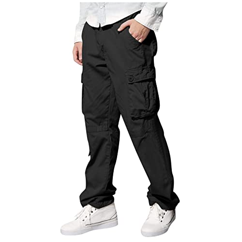 SOOUICKER Sporthose Herren Cargo Viele Taschen Outdoor Jogginhose Herren mit Seitentaschen Wanderhose Herren Cargo Freizeithose Herren Weites Bein Modern Relaxed Fit Hosen Herren Cargo Baggy von SOOUICKER