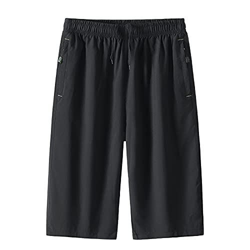 SOOUICKER Sporthose Herren Kurz 3/4 Hose Herren Sport Kurze Hosen Herren Sommer Bermuda Shorts Herren 3/4 Kurze Jogginghose Herren Reissverschluss Sporthose Herren Kurz mit Tasche Reißverschluss von SOOUICKER