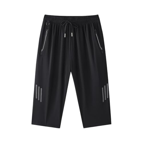SOOUICKER Sporthose Herren Kurz 3/4 Kurze Hosen Herren Sport mit Reißverschluss Über Knie Bermuda Shorts Sommer Jogging Kurze Jogginghose Stretch Dreiviertel Hose Sport Schnelltrocknend von SOOUICKER