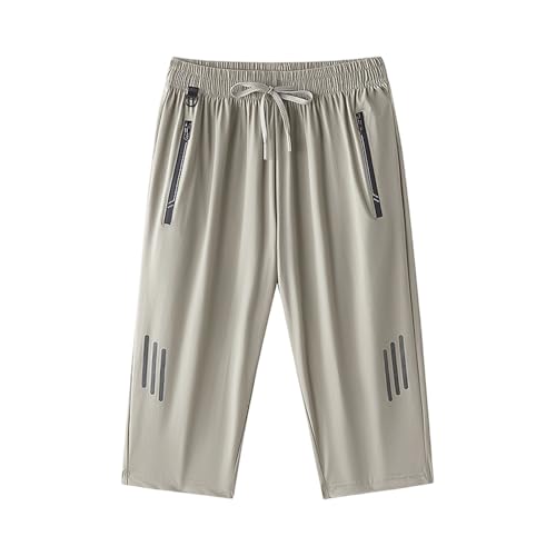 SOOUICKER Sporthose Herren Kurz 3/4 Kurze Hosen Herren Sport mit Reißverschluss Über Knie Bermuda Shorts Sommer Jogging Kurze Jogginghose Stretch Dreiviertel Hose Sport Schnelltrocknend von SOOUICKER