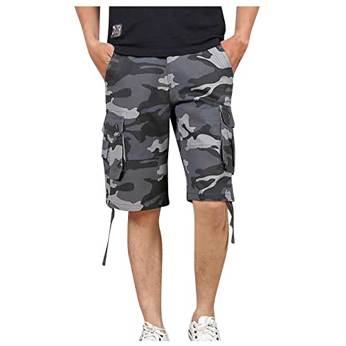 SOOUICKER Sporthose Herren Kurz mit Tasche Cargo Shorts Herren Camouflage Kurze Hosen Herren Cargo Tarnfarben Cargo Shorts Herren Tarnmuster Vintage Kurze Hosen Herren mit Vielen Taschen Seitentaschen von SOOUICKER