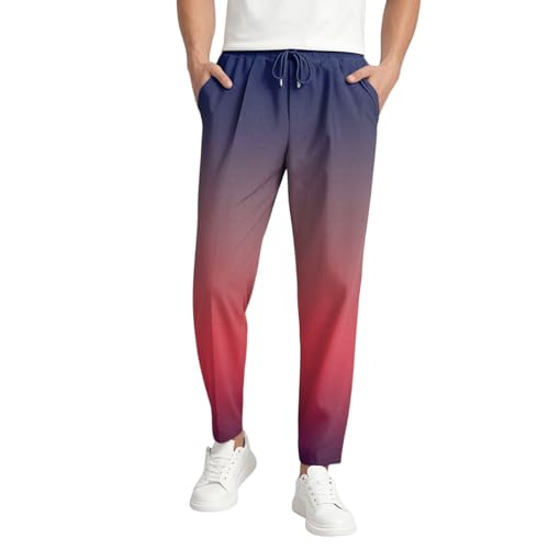 SOOUICKER Sporthose Herren Lang Bunt Baggy Jogginghose Herren Sommer Muster Sommerhose Leicht Weit Freizeithose mit Gummizug Hosen Vintage Loose Fit Farbverlauf von SOOUICKER