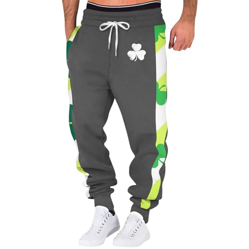 SOOUICKER St Patricks Day Hose Trainingshose Herren Lang Bunt Sporthose Herren Fitness Grün Freizeithose Herren Baggy mit Bündchen Jogginghose Herren mit Aufdruck Loose Fit von SOOUICKER