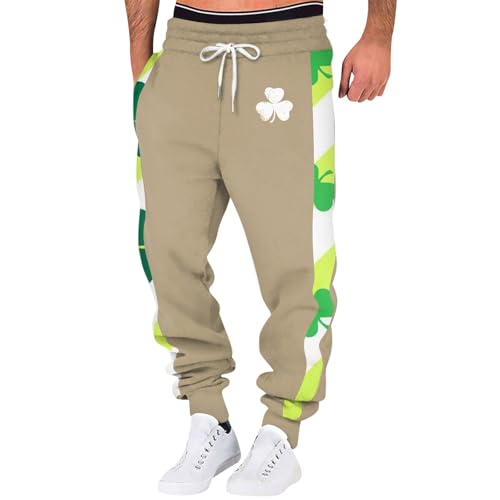 SOOUICKER St Patricks Day Hose Trainingshose Herren Lang Bunt Sporthose Herren Fitness Grün Freizeithose Herren Baggy mit Bündchen Jogginghose Herren mit Aufdruck Loose Fit von SOOUICKER