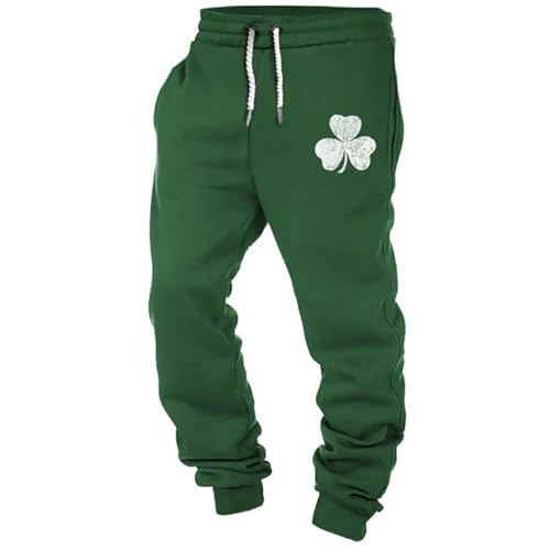 SOOUICKER St. Patricks Day Hose Herren Baggy Jogginghose Herren Grün Modern Trainingshose Herren Gym Jogginghose Herren mit Motiv Sporthose Herren Relaxed Fit Freizeithose Herren mit Bündchen von SOOUICKER