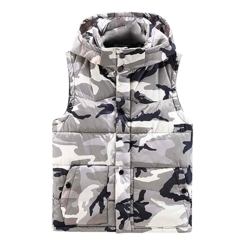 SOOUICKER Steppweste Herren Camouflage Outdoor Daunenweste Winter mit Kapuze Weste Daunen Tarn Winterjacke Herren Weste Steppjacke Ärmellos Modern Daunenjacke Ohne Ärmel Elegant von SOOUICKER