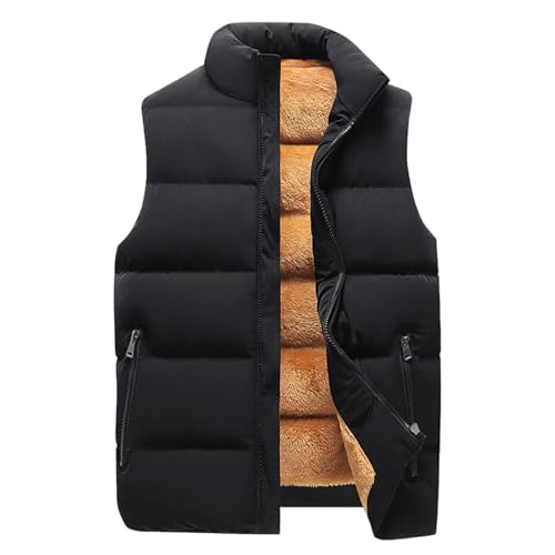 SOOUICKER Steppweste Herren Fleece Gefüttert Weste Herren Outdoor Daunen Daunenweste mit Fell Warm Westen Herren Winter Puffer Übergangsjacke ärmellos Modern Steppjacke Ohne ärmel von SOOUICKER