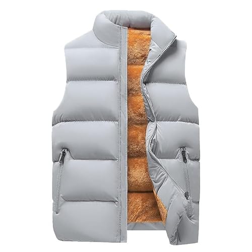 SOOUICKER Steppweste Herren Fleece Gefüttert Weste Herren Outdoor Daunen Daunenweste mit Fell Warm Westen Herren Winter Puffer Übergangsjacke ärmellos Modern Steppjacke Ohne ärmel von SOOUICKER