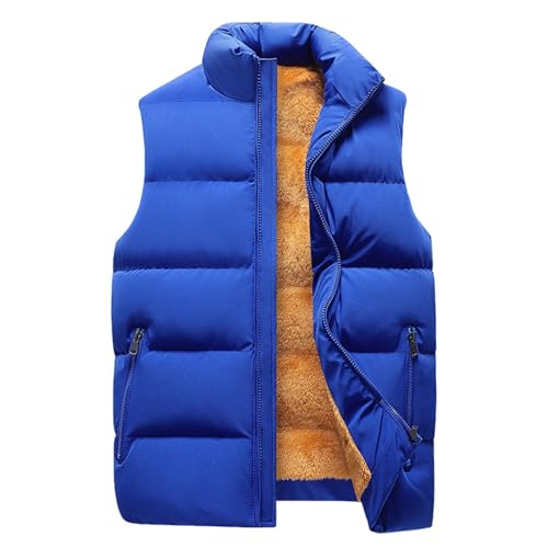 SOOUICKER Steppweste Herren Fleece Gefüttert Weste Herren Outdoor Daunen Daunenweste mit Fell Warm Westen Herren Winter Puffer Übergangsjacke ärmellos Modern Steppjacke Ohne ärmel von SOOUICKER