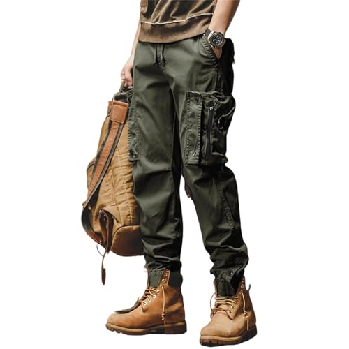 SOOUICKER Stretch Cargohose Herren Outdoor Reißverschlusstaschen Wanderhose Sommer Cargo Taktische Outdoor Hosen Chino Hose Jogger mit Gummibund Seitentaschen von SOOUICKER
