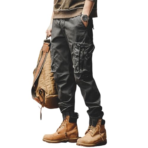 SOOUICKER Stretch Cargohose Herren Outdoor Reißverschlusstaschen Wanderhose Sommer Cargo Taktische Outdoor Hosen Chino Hose Jogger mit Gummibund Seitentaschen von SOOUICKER