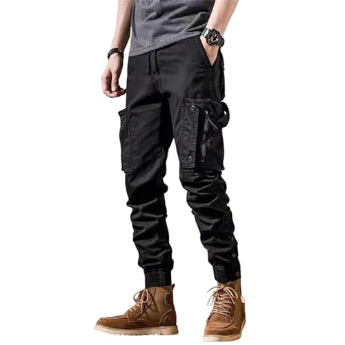 SOOUICKER Stretch Cargohose Herren Outdoor Reißverschlusstaschen Wanderhose Sommer Cargo Taktische Outdoor Hosen Chino Hose Jogger mit Gummibund Seitentaschen von SOOUICKER