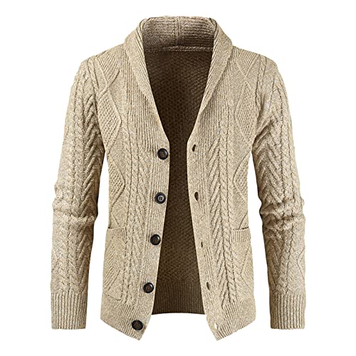 SOOUICKER Strickjacke Herren Jagd Strickjacke Herren Lang Ohne Kapuze Strickpullover Herren Mit Knöpfe Strickjacke Herren Modern Elegant Strickjacke Herren Kragen Strickjacke Herren Cardigan von SOOUICKER