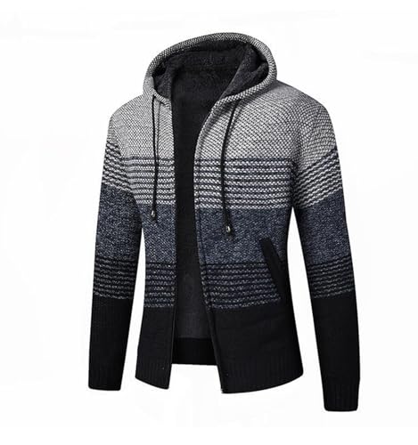 SOOUICKER Strickjacke Herren Winter Cardigan mit Kapuze Gefüttert Übergangsjacke Sportlich Elegant Sweatjacke Warm Modern Kapuzenpullover Strick Strickpullover mit Reißverschluss Grobstrick SOOUICKER Strickjacke Herren Winter Cardigan mit Kapuze Gefüttert Übergangsjacke Sportlich Elegant Sweatjacke Warm Modern Kapuzenpullover Strick Strickpullover mit Reißverschluss Grobstrick von SOOUICKER
