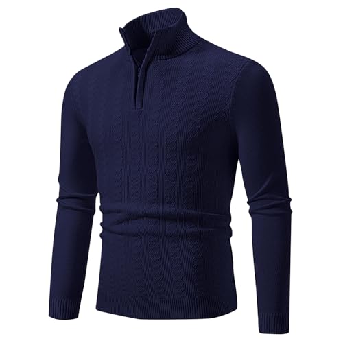 SOOUICKER Strickpullover Herren mit Kragen Pullover Herren Slim Fit Sweatshirt Herren Stehkragen Pullover Herren mit Reißverschluss Strickpullover Herren Zip Sweatshirt Herren Arbeit Strick von SOOUICKER