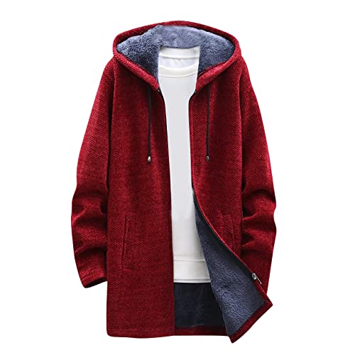 SOOUICKER Sweatjacke Herren Fleece Kapuze Fleecejacke Herren Gefüttert Winter Zip Hoodie Herren Oversize Kapuzenpullover Herren Reißverschluss Fleecejacke Herren Lang Fleecejacke Herren Warm von SOOUICKER