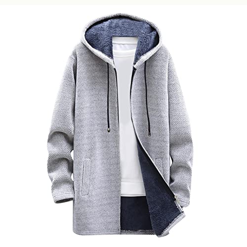 SOOUICKER Sweatjacke Herren Fleece Kapuze Fleecejacke Herren Gefüttert Winter Zip Hoodie Herren Oversize Kapuzenpullover Herren Reißverschluss Fleecejacke Herren Lang Fleecejacke Herren Warm von SOOUICKER