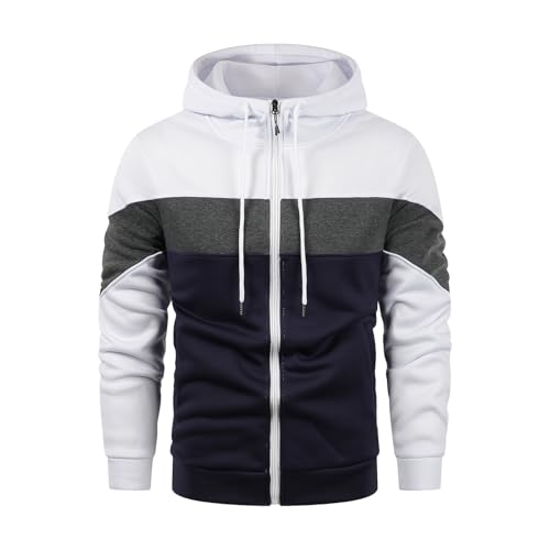 SOOUICKER Sweatjacke Herren Gefüttert Zip Hoodie Herren Oversize Kapuzenjacke Herren Vintage Sweatjacke Herren Dicker Stoff Trainingsjacke Herren mit Kapuze Übergangsjacke Herren Sportlich von SOOUICKER
