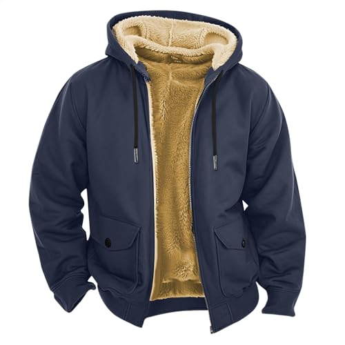 SOOUICKER Sweatjacke Herren Winter Warm Fleecejacke mit Kapuze Gefüttert Kapuzenjacke Große Größen Teddyfutter Übergangsjacke Fleece Kapuzenpullover mit Reißverschluss Oversize von SOOUICKER