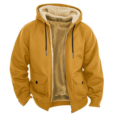 SOOUICKER Sweatjacke Herren Winter Warm Fleecejacke mit Kapuze Gefüttert Kapuzenjacke Große Größen Teddyfutter Übergangsjacke Fleece Kapuzenpullover mit Reißverschluss Oversize von SOOUICKER