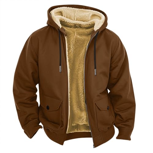 SOOUICKER Sweatjacke Herren Winter Warm Fleecejacke mit Kapuze Gefüttert Kapuzenjacke Große Größen Teddyfutter Übergangsjacke Fleece Kapuzenpullover mit Reißverschluss Oversize von SOOUICKER