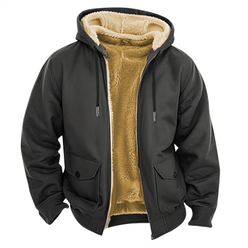 SOOUICKER Sweatjacke Herren Winter Warm Fleecejacke mit Kapuze Gefüttert Kapuzenjacke Große Größen Teddyfutter Übergangsjacke Fleece Kapuzenpullover mit Reißverschluss Oversize von SOOUICKER
