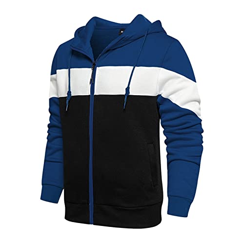 SOOUICKER Sweatjacke Herren Zweifarbig Hoodie Herren Zip Sweatjacke Herren Mit Kapuze Kapuzenpullover Herren Reißverschluss Sweatshirt Herren Jacke Sweatjacke Herren Vintage von SOOUICKER