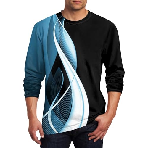 SOOUICKER Sweatshirt Herren 3D Druck Dünn Langarmshirt Herren Sport Print Sweatshirt Herren Bunt Rundhals Oversized Tshirt Herren Langarm Langarmshirt Herren mit Aufdruck Regular Fit von SOOUICKER