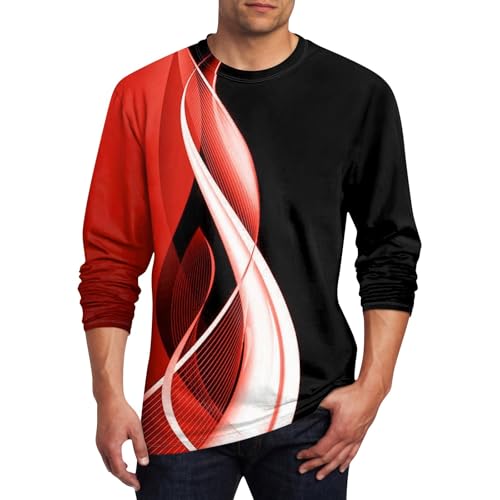 SOOUICKER Sweatshirt Herren 3D Druck Dünn Langarmshirt Herren Sport Print Sweatshirt Herren Bunt Rundhals Oversized Tshirt Herren Langarm Langarmshirt Herren mit Aufdruck Regular Fit von SOOUICKER
