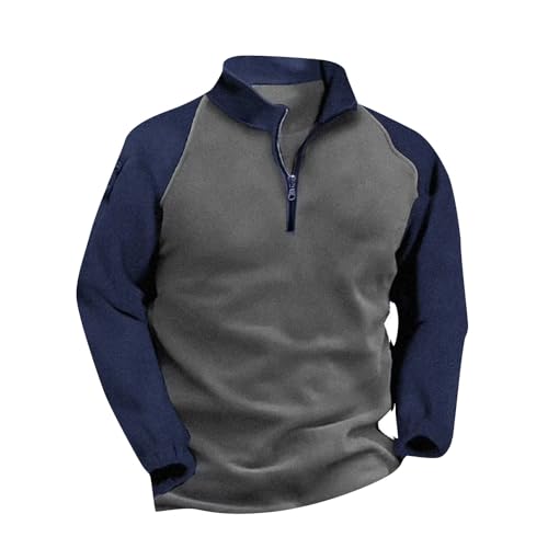 SOOUICKER Sweatshirt Herren Arbeit Stehkragen Oversized Tshirt Herren mit Reißverschluss Pullover Herren Zipper Dicker Stoff Sweatshirt Herren mit Kragen Pullover Herren Ohne Kapuze Vintage von SOOUICKER
