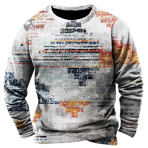 SOOUICKER Sweatshirt Herren Kariert Winterpullover Herren Bunt Pullover Herren Ohne Kapuze Sweatshirt Herren Print Vintage Pulli Herren Rundhals Pullover mit Aufdruck Sweatshirt Herren Sport von SOOUICKER