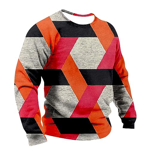 SOOUICKER Sweatshirt Herren Ohne Kapuze Bunt Pullover Herren mit Aufdruck Langarmshirt Sweatshirt Herren Print Vintage Pulli Herren Rundhals Muster Sweatshirt Herren Herbst Regular Fit von SOOUICKER