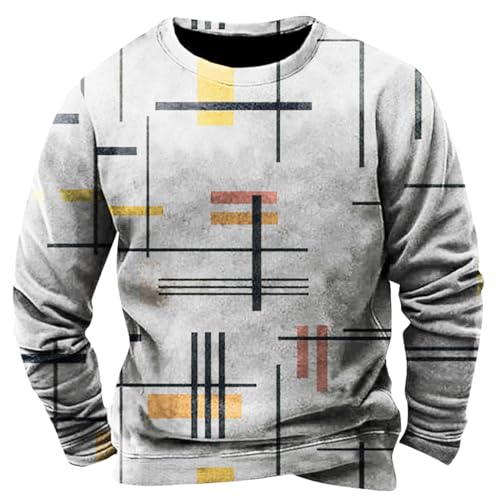 SOOUICKER Sweatshirt Herren Ohne Kapuze Bunt Pullover Herren mit Aufdruck Rundhals Langarmshirt Herren Print Regular Fit Sweatshirt Herren Vintage Sport Sweatshirt Herren 3D Druck von SOOUICKER