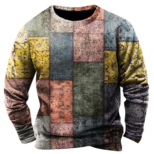 SOOUICKER Sweatshirt Herren Ohne Kapuze Bunt Pullover Herren mit Aufdruck Rundhals Langarmshirt Herren Print Regular Fit Sweatshirt Herren Vintage Sport Sweatshirt Herren 3D Druck von SOOUICKER