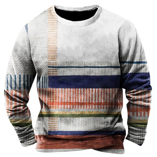 SOOUICKER Sweatshirt Herren Ohne Kapuze Bunt Pullover Herren mit Aufdruck Rundhals Langarmshirt Herren Print Regular Fit Sweatshirt Herren Vintage Sport Sweatshirt Herren 3D Druck von SOOUICKER