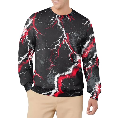 SOOUICKER Sweatshirt Herren Ohne Kapuze mit Aufdruck Winter Pullover Warm Vintage Pulli Oversize Winterpullover Bunt Outdoor Langarmshirt mit Motiv Rundhals von SOOUICKER