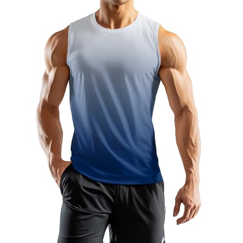 SOOUICKER Tank Top Herren Sommer Farbverlauf Muskelshirts Gym Bunt Tanktop Sport mit Aufdruck Tshirt Ärmellos Bodybuilding Achselshirts Oversize Urlaub von SOOUICKER