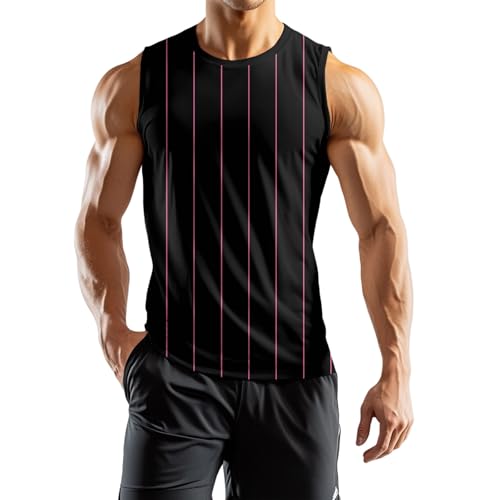 SOOUICKER Tank Top Herren Sommer Gestreift Muskelshirts Gym Bunt Oversize Tanktop Sport mit Aufdruck Achselshirts Muster Tshirt Ärmellos Bodybuilding von SOOUICKER