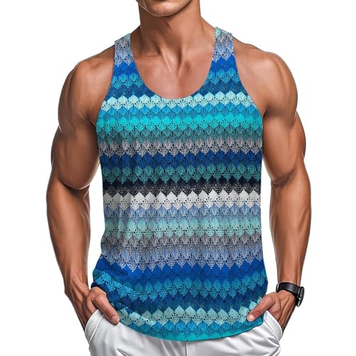 SOOUICKER Tank Top Herren Sommer Strick Boho Tanktop Muster Urlaub Hippie Muskelshirts Herren Bunt Vintage Achselshirts Sport Hawaii Atmungsaktiv von SOOUICKER
