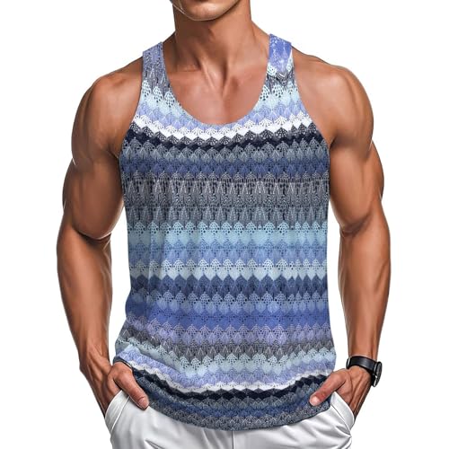 SOOUICKER Tank Top Herren Sommer Strick Boho Tanktop Muster Urlaub Hippie Muskelshirts Herren Bunt Vintage Achselshirts Sport Hawaii Atmungsaktiv von SOOUICKER
