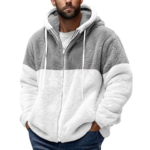 SOOUICKER Thermojacke Herren Fleecejacke Herren Warm Teddyfleece Jacke Herren Winter Winterjacke Herren Fleece Sweatjacke Herren Warm Gefüttert Fleecejacke Herren mit Kapuze Kuschelig von SOOUICKER
