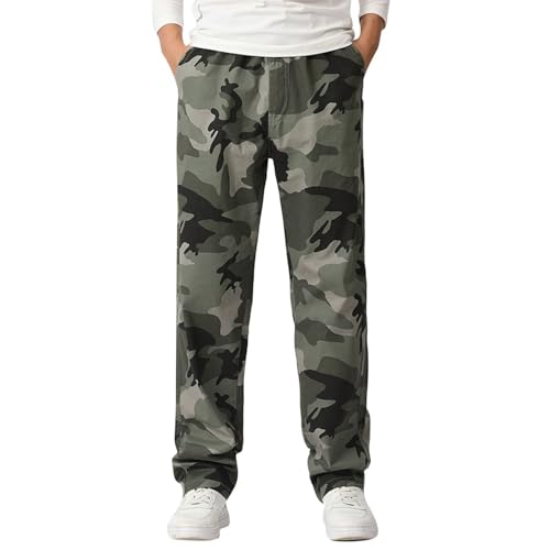 SOOUICKER Trainingshose Herren Camouflage Ohne Bündchen Baggy Jogginghose Herren Gym Tarnmuster Sporthose Herren Lang Weit Freizeithose Herren Modern Jogginghose Herren Tarn Loose Fit von SOOUICKER