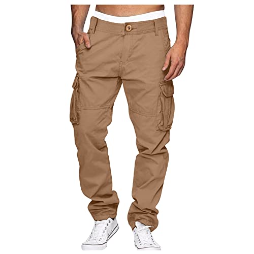 SOOUICKER Trainingshose Herren Regular Fit Viele Taschen Cargo Cargohose Herren Baumwolle Freizeithose Herren mit Seitentaschen Wanderhose Herren Cargo Slim Fit Straight von SOOUICKER