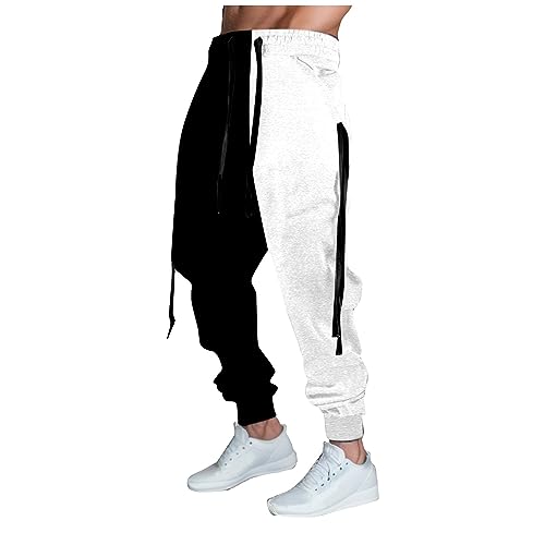 SOOUICKER Trainingshose Herren Tapered Bunt Breite Jogginghose Herren Gym Dicker Stoff Sporthose Herren Lang mit Taschen Modern Jogginghose Herren Hip Hop Zweifarbig Freizeithose mit Bündchen von SOOUICKER