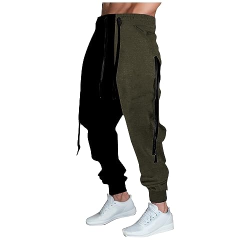SOOUICKER Trainingshose Herren Tapered Bunt Breite Jogginghose Herren Gym Dicker Stoff Sporthose Herren Lang mit Taschen Modern Jogginghose Herren Hip Hop Zweifarbig Freizeithose mit Bündchen von SOOUICKER