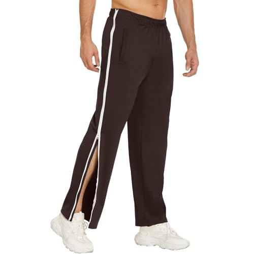 SOOUICKER Trainingshose Herren mit Reißverschluss am Bein Sporthose Herren Lang Weites Bein Jogginghose Reha Hose Seitlich zu öffnen Freizeithose Baggy mit Gummibund von SOOUICKER