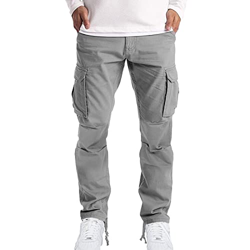 SOOUICKER Trainingshose Herren mit Seitentaschen Wanderhose Herren Sommer Straight Weites Bein Cargohose Herren Ohne Bündchen Jogginghose Herren Baggy Viele Taschen von SOOUICKER