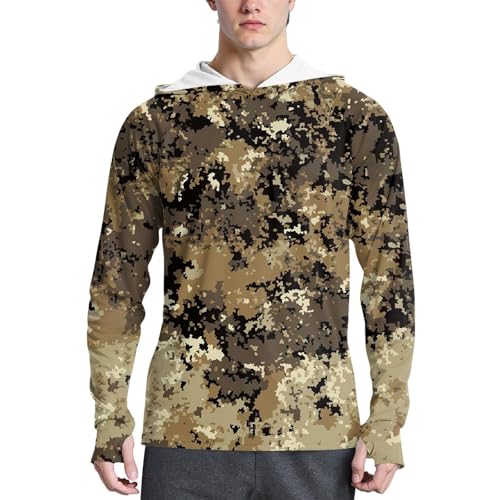 SOOUICKER UV Shirt Herren Wasser Langarm Kapuze Langarmshirt Hoodie Camouflage Rashguard Herren Sonnenschutz Tshirt Funktionsshirt SPF Angeln Outdoor Laufen von SOOUICKER