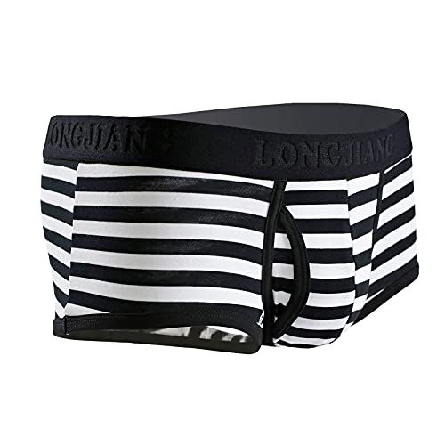 SOOUICKER Unterwäsche Herren Gestreift Boxershorts Herren mit Eingriff Boxershorts Herren Baumwolle Unterhosen Männer Bunt Herren Unterhosen Retro Boxershorts Herren Kurzes Bein von SOOUICKER
